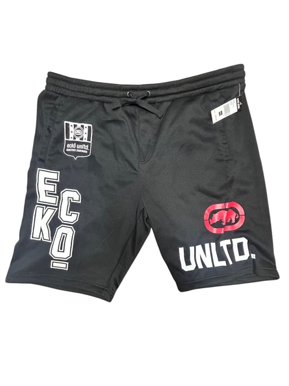 Ecko Unltd Mens 4XL Black Graphic Shorts Drawstring Waist Pockets Polyester